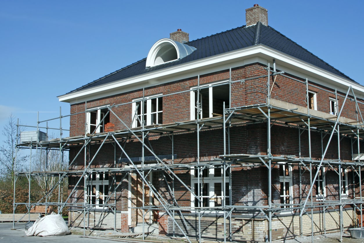 Domestic scaffolding installed around a house
