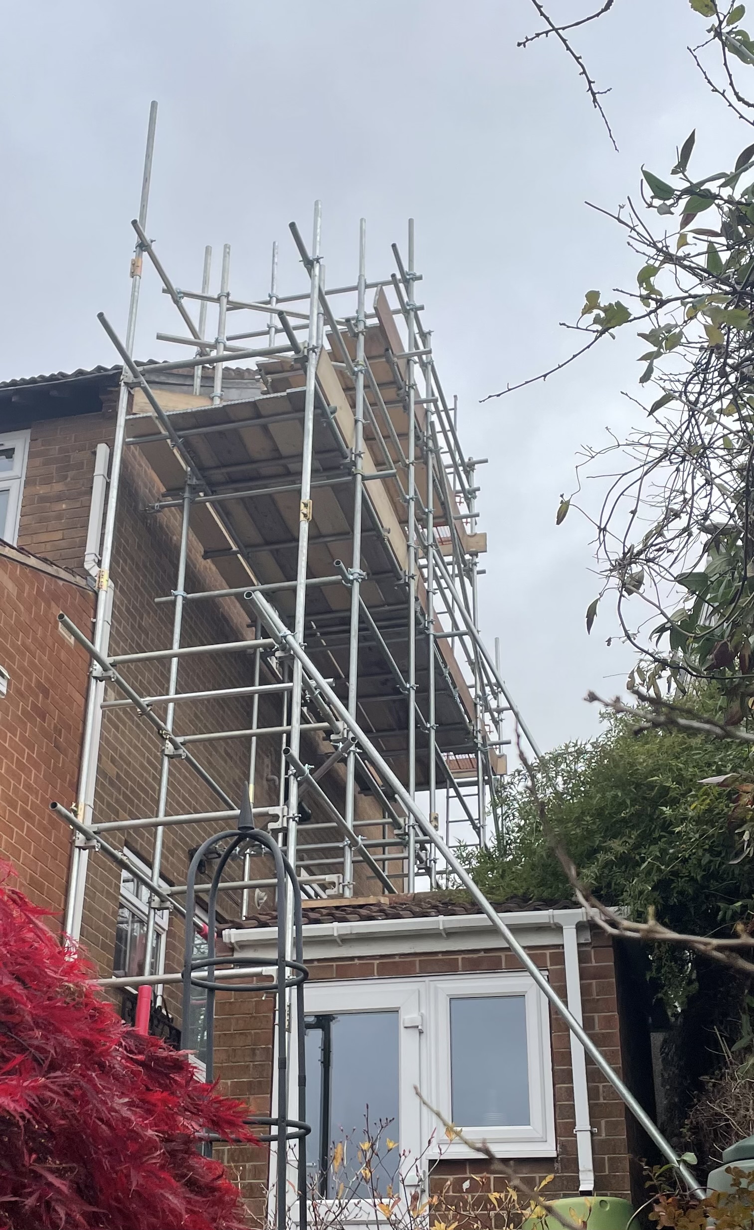 Domestic scaffolding used for rendering work